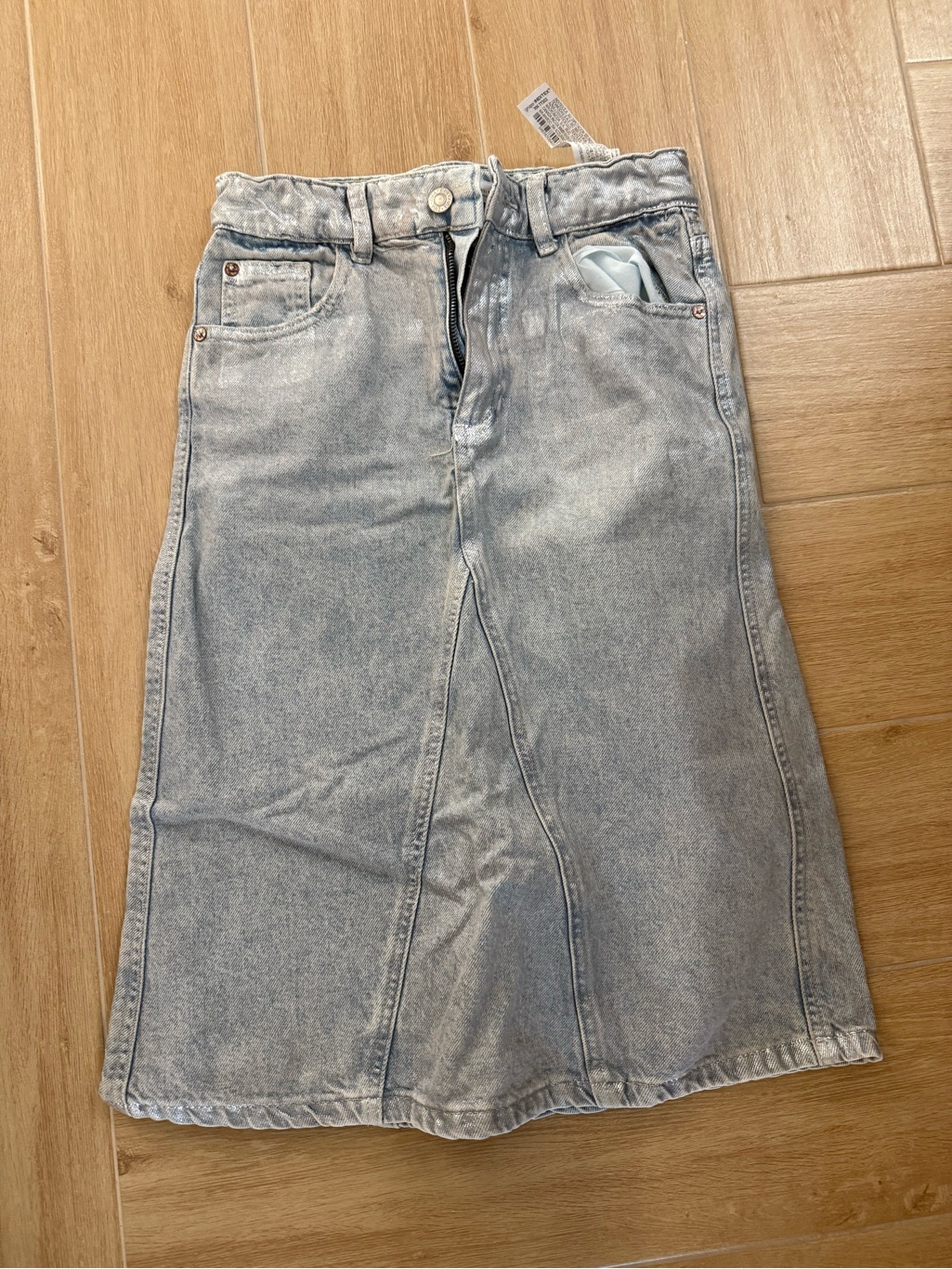 Girls Light Wash Denim Midi Skirt